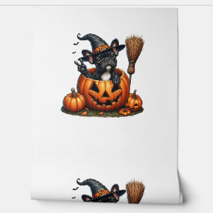 Papier Peint Française Bulldog sorcière Citrouille Halloween Ho