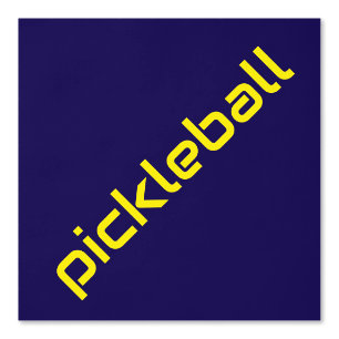 Papier Peint Fun Bright Yellow Diagonal PICKLEBALL Sur Bleu Mar