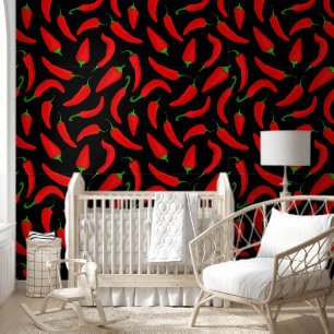 Papier Peint Fun épicé Red Chili Peppers Rouge Noir