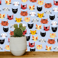 Fun Kitty Chat Motif bleu