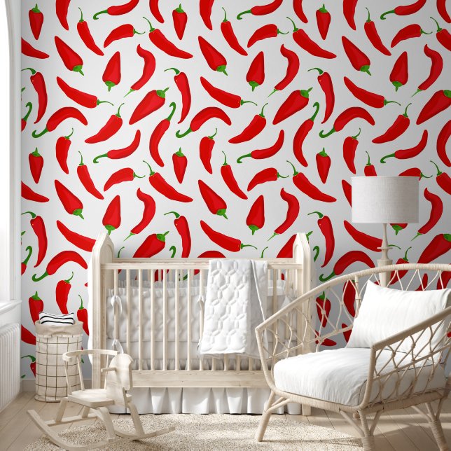 Papier Peint Funky Red Chili Peppers Red White (Enfants)