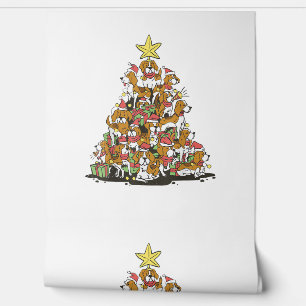 Papier Peint Funny arbre de Noël beagle pour amoureux de les ch