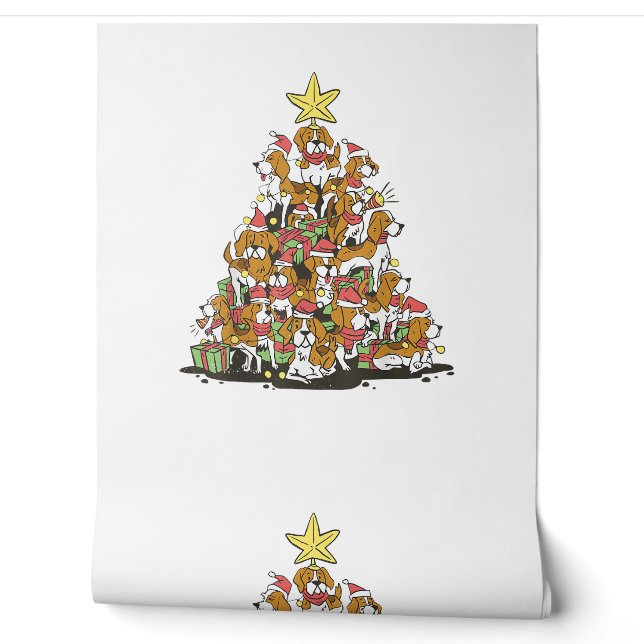 Papier Peint Funny arbre de Noël beagle pour amoureux de les ch (Déroulement)