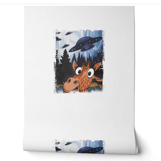 Papier Peint Funny Giraffe UFO Zoo animal Weird meme Graphisme (Déroulement)