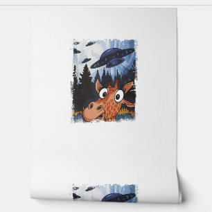 Papier Peint Funny Giraffe UFO Zoo animal Weird meme Graphisme