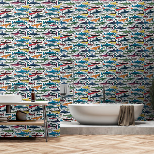 Papier Peint Funny requin coloré Abstrait