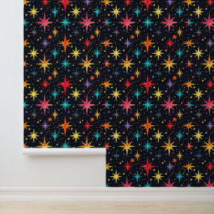 Papier Peint galaxie rétro cool carrelée motifs enfants