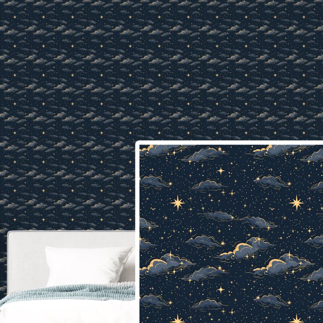 Papier Peint Galaxy Gold Parties scintillant étoile nuit foncée (Créateur téléchargé)