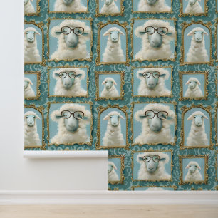 Papier Peint Galerie murale de moutons fantaisistes portant des