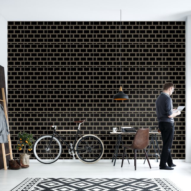 Papier Peint Geo en treillis noir (Salon)