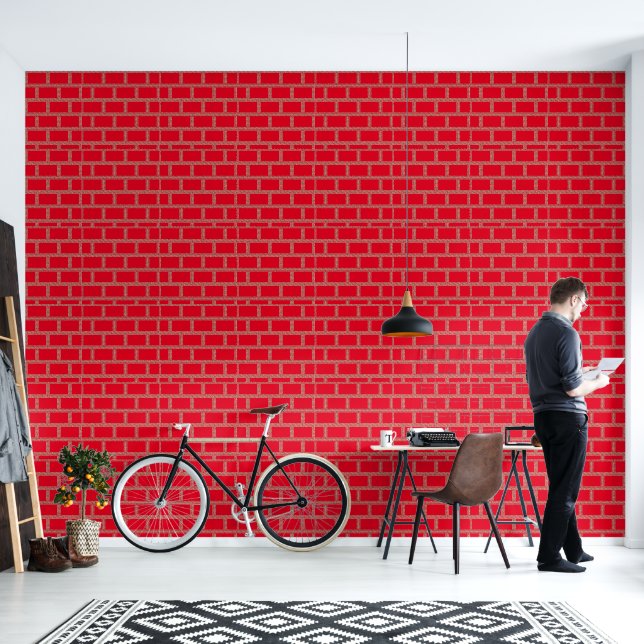 Papier Peint Geo en treillis rouge (Salon)