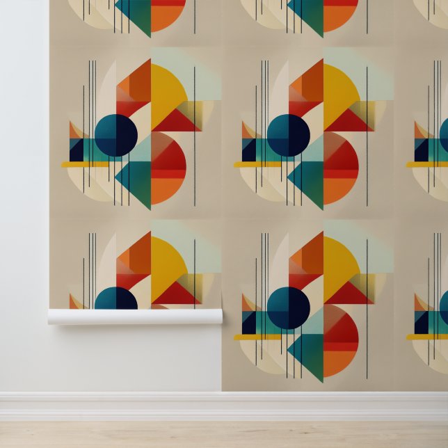 Papier Peint Geometric Abstract Art in Bauhaus Style (Application)