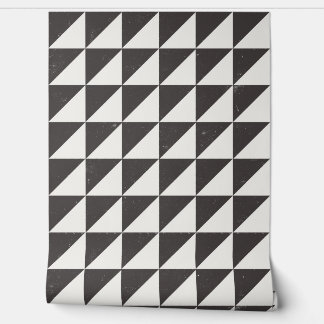 Papier Peint Geometric Black And Off-White Triangles Wallpaper
