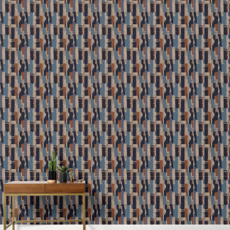 Papier Peint Geometric Tribal (Terracotta + Blue) Luxury