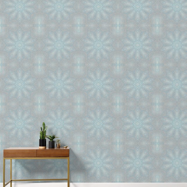 Papier Peint Géométrique Étoile Gris Argent Bleu C (Couloir)