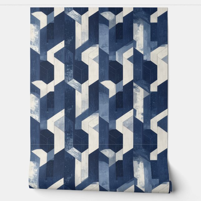Papier peint géométrique Navy Prism Retreat (Déroulement)