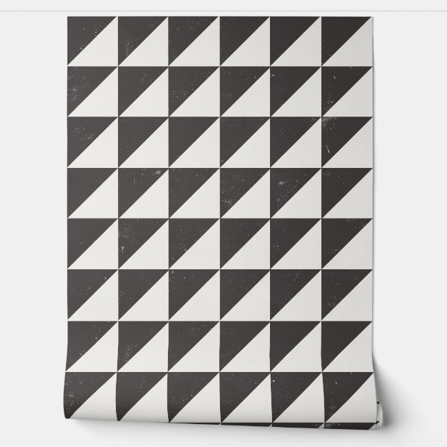 Papier Peint Géométrique Noir et Triangles Blanc C (Déroulement)