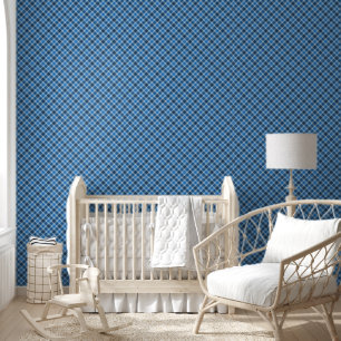 Papier Peint gingham carreaux bleu de base/bleu bébé
