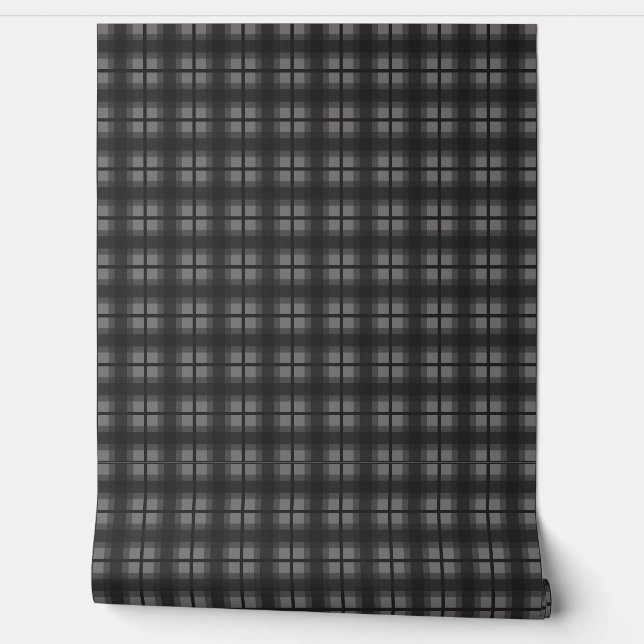 Papier Peint Gingham Indien - Noir Attrayant (Déroulement)
