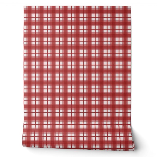 Papier Peint Gingham indien - Rouge Mexicain (Déroulement)
