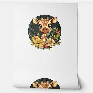 Papier Peint Giraffe Entourée De Fleurs Vibrantes