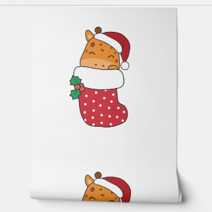 Papier Peint Giraffes Mignonnes Dans Le Choc De Noël Pour Gira