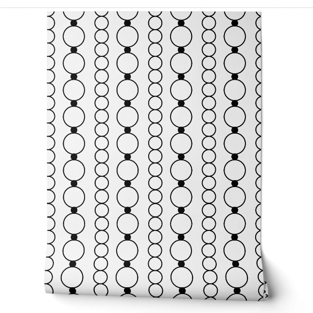 Papier Peint Glamour Intemporel Perles Rayures Élégantes (Déroulement)