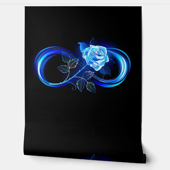 Papier Peint Glowing infinity with blue rose (Déroulement)