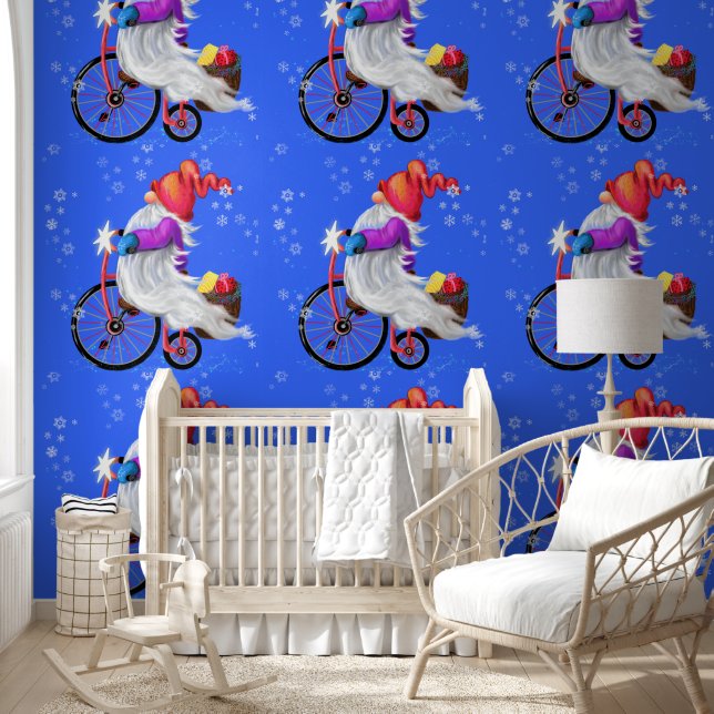 Papier Peint Gnome mignonne avec vélo et cadeau Noël (Enfants)