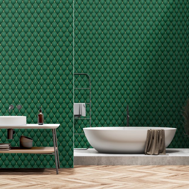 Papier Peint Gold Diamond foncé Emerald Green (Salle de bain)