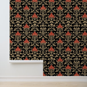 Papier Peint Gold Red Elegant Motif