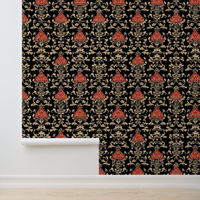 Papier Peint Gold Red Elegant Motif (Application)