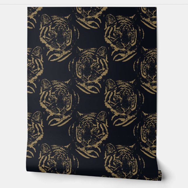 Papier Peint Gold Tiger noir Design (Déroulement)