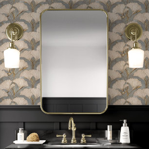 Papier Peint Golden Ginkgo Feuilles sur le bleu texturé