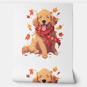 Papier Peint Golden Retriever Automne Dog Feuilles d'automne
