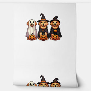 Papier Peint Golden Retriever Ghost Halloween Tricoter Ou Treat