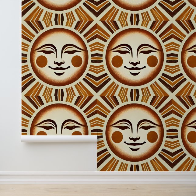 Papier Peint Golden Vintage Boho Sun (Application)