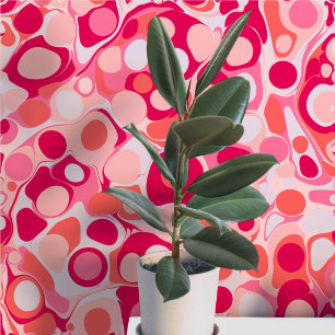 Papier Peint Gouttes d'encre rose marbrée Groovy Retro