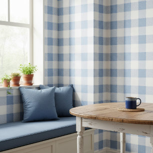 Papier Peint Grand damier gingham classique bleu ID1245