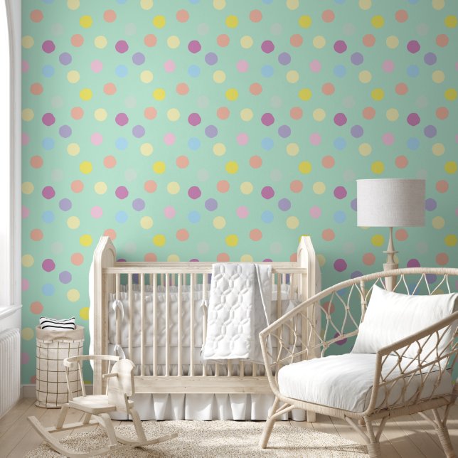 Papier Peint Grand Design Pois coloré (Enfants)
