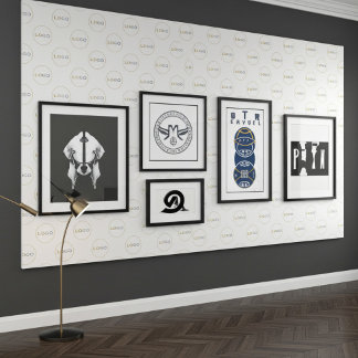 Papier Peint Grand logo rond photo blanc Motif décalé