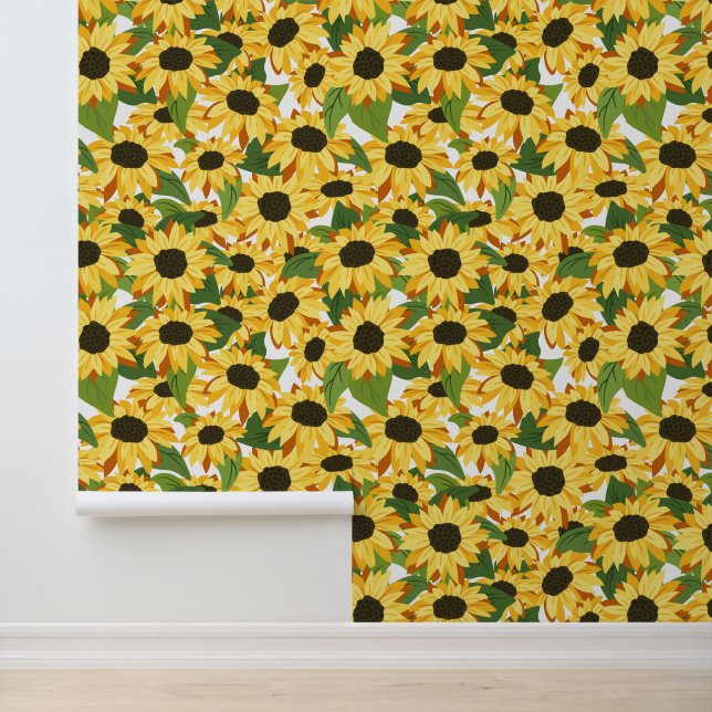 Papier Peint Grand Motif de tournesol jaune (Application)