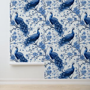 Papier Peint Grand Peacock Vintage Delft Blue Dutch Elegant