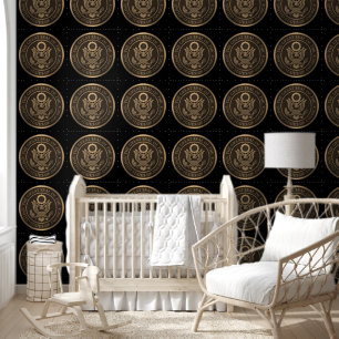 Papier Peint Grand Sceau USA Bronze sur Designer Noir