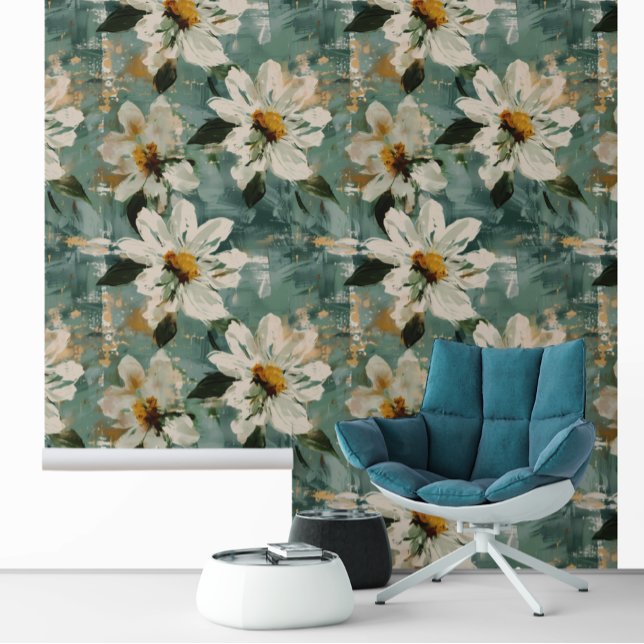 Papier Peint Grande Daisy Fleur Blanche Floral  (Créateur téléchargé)