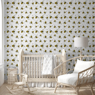 Papier Peint Grandes abeilles occupées avec motif de nurserie p