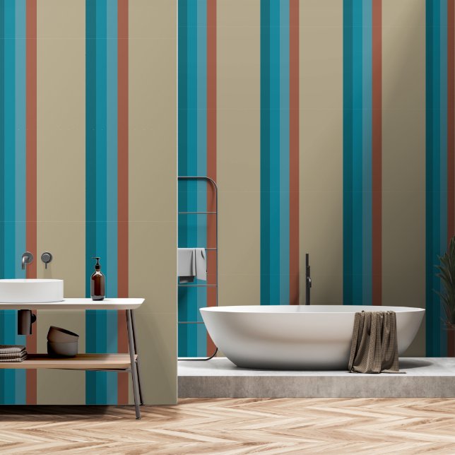 Papier Peint Grandes Cool Bleu Aqua Pierre rouille Brown Gris O (Salle de bain)