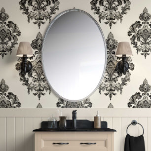 Papier Peint Grandeur baroque - noir et ivoire - traditionnel