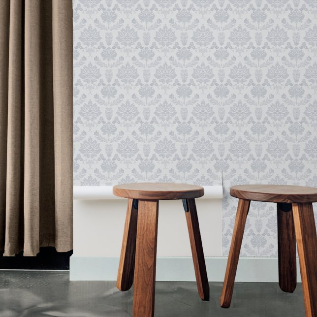 Papier Peint Grandmillennial classique style damassé gris franç (Créateur téléchargé)