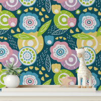 Gras Bleu Jaune Rose Floral Peel et Coller